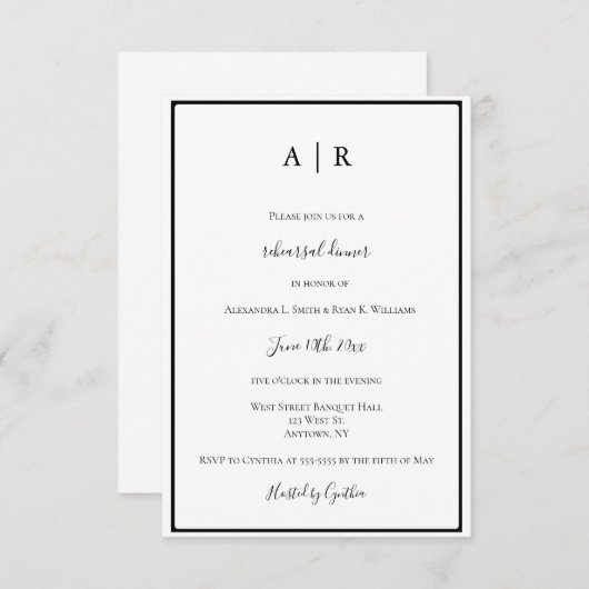 Einladungen zur Probe des Monogrammrahmens (Vorne/Hinten)