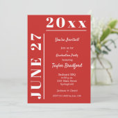 Einladungen zur Red and White Graduation Party (Stehend Vorderseite)