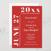 Einladungen zur Red and White Graduation Party (Vorne/Hinten)
