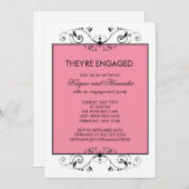 Einladungen zur Rosa und Schwarzen Scroll Verlobun (Vorne/Hinten)