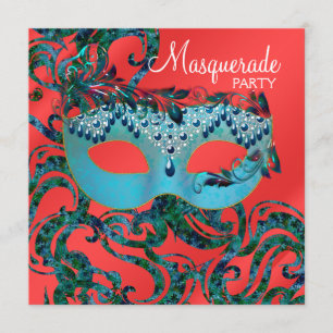Einladungen zur Rot Türkis Blau Maskenparty