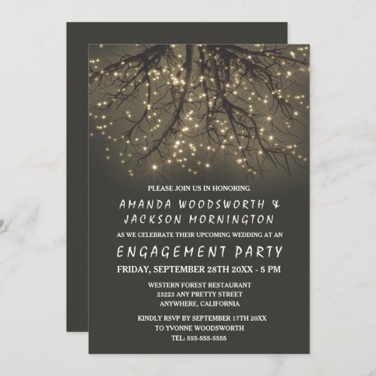 Einladungen zur Rustikal Lighted Tree Engagement P (Vorne/Hinten)