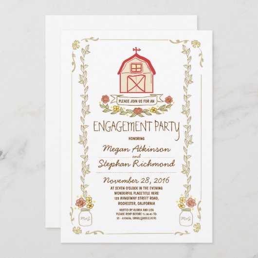 Einladungen zur Rustikalen Stallverlobung (Vorne/Hinten)