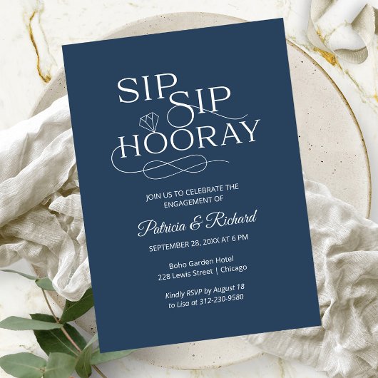 Einladungen zur "Sip Sip Hooray Engagement Party"