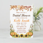 Einladungen zur Sonnenblume Pumpkin Fall Bridal Du (Stehend Vorderseite)