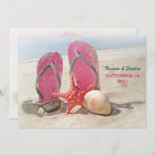 Einladungen zur Strandhochzeit mit rotem Seestern (Vorne/Hinten)