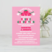 Einladungen zur Strawberry Double Graduation Party (Stehend Vorderseite)