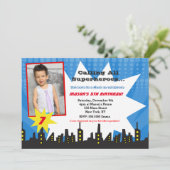 Einladungen zur Superhero Birthday Party (Stehend Vorderseite)