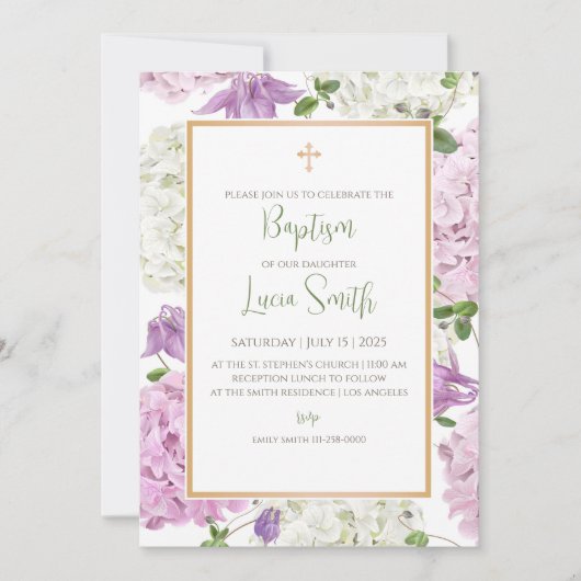 Einladungen zur Tauffeier für Girls Christening (Vorderseite)