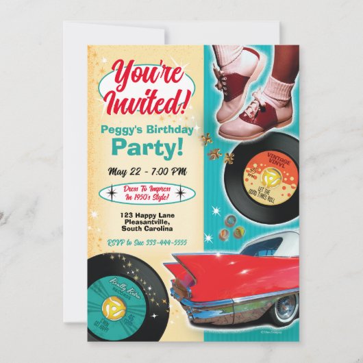 Einladungen zur Themenparty der 50er Jahre 2 (Vorderseite)