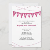 Einladungen zur Verlobung mit rosa Banner (Vorderseite)