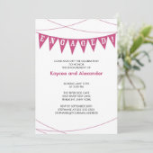 Einladungen zur Verlobung mit rosa Banner (Stehend Vorderseite)