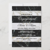 Einladungen zur Verlobung Schwarz-weißer Marmor (Vorderseite)