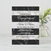 Einladungen zur Verlobung Schwarz-weißer Marmor (Stehend Vorderseite)