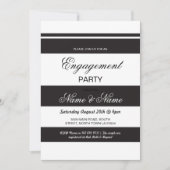 Einladungen zur Verlobung Streifen Schwarz und Wei (Vorderseite)