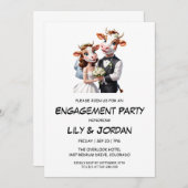 Einladungen zur Verlobung von Cartoon (Vorne/Hinten)