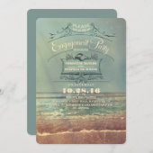 Einladungen zur Vintagen Beachlobung (Vorne/Hinten)