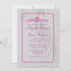 Einladungen zur Vintagen Hochzeitsfeier in Fuchsia