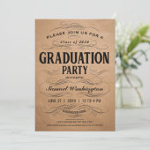 Einladungen zur Vintagen Scrollwork Graduation Par (Stehend Vorderseite)