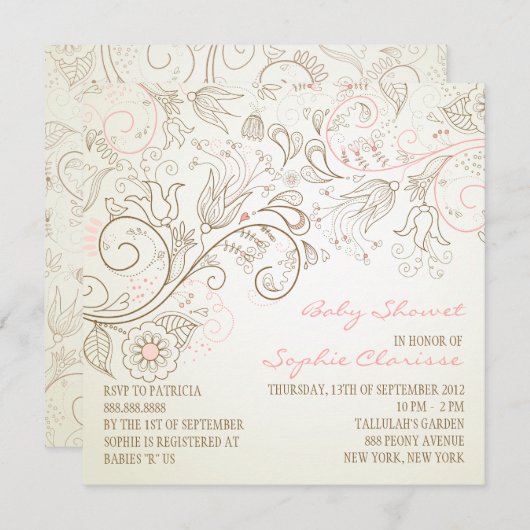 Einladungen zur Vintagen Whimsy Bläschen-Babydusch (Vorne/Hinten)