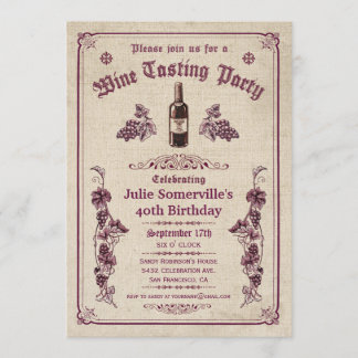 Einladungen zur Weinprobe (rustikal Vintag) v.1