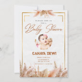 Einladungen zur White Gold Aesthetic Baby Dusche (Vorderseite)