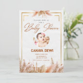 Einladungen zur White Gold Aesthetic Baby Dusche (Stehend Vorderseite)