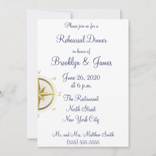 Einladungen zur White Nautical Wedding Probe (Vorderseite)