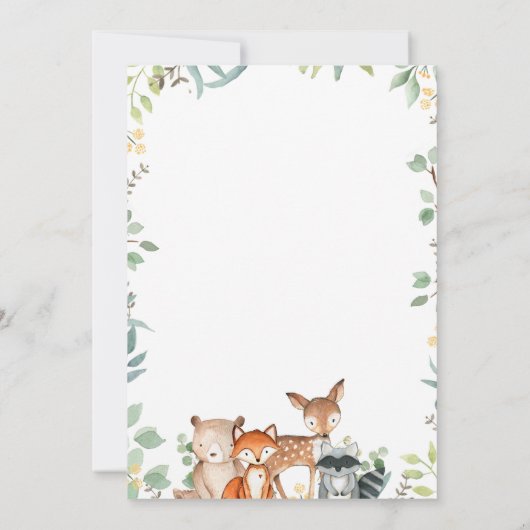 Einladungen zur Woodland Baby-Dusche (Rückseite)
