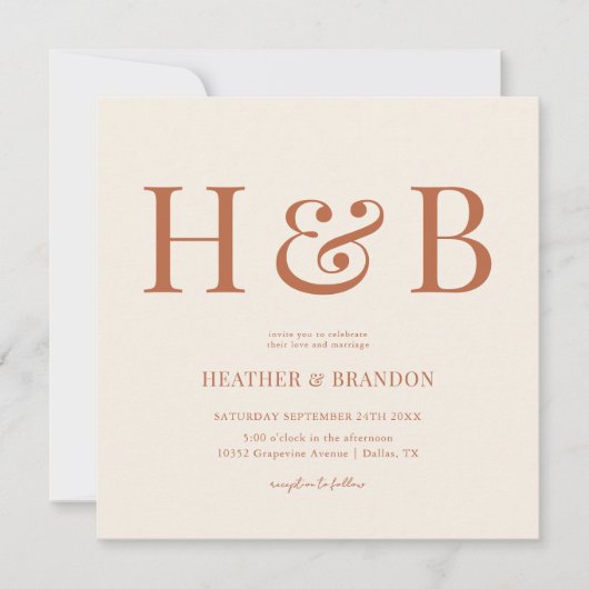 Einladungen zur Wüste Monogram Wedding Square (Vorderseite)