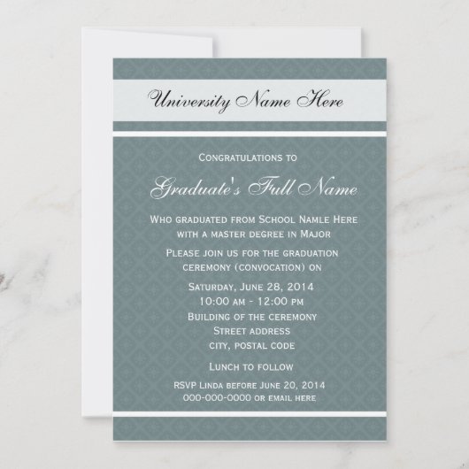 Einladungen zur Zeremonie des Abschlusses (Einberu (Vorderseite)