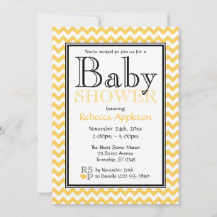 Einladungen zur Zickzack Yellow & White Baby Dusch