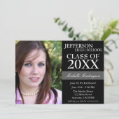 Einladungen zur zweiteiligen Graduation (schwarz) (Stehend Vorderseite)