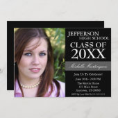 Einladungen zur zweiteiligen Graduation (schwarz) (Vorne/Hinten)