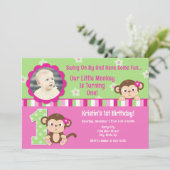 Einladungs-12x18 für Affen 1. Geburtstag Einladung (Stehend Vorderseite)