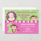 Einladungs-12x18 für Affen 1. Geburtstag Einladung (Vorne/Hinten)