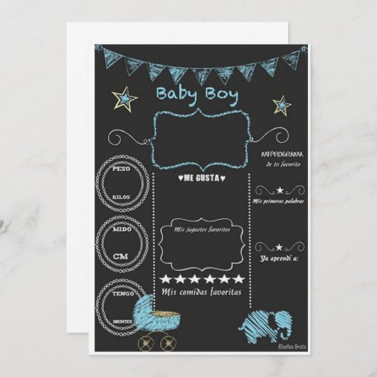 Einladungs-Babydusche Einladung (Vorne/Hinten)