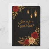 Einladungs-Card-Vorlage Luxus Black Gold Floral Einladung (Rückseite)