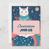 Einladungs-Classy Cat Kitty Voices Pink Card