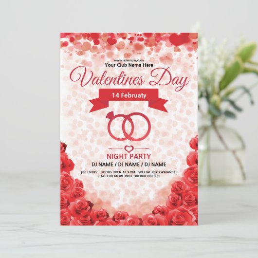 Einladungs-Flyer des Valentines Tages Einladung (Stehend Vorderseite)