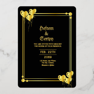 Einladungs-Karte für Hochzeiten Gold Luxury Gold F Folieneinladung