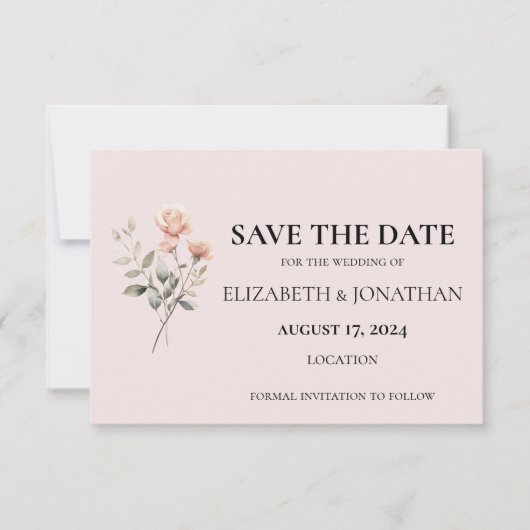 Einladungs-Karte für Soft Peach Hochzeit Save the  (Vorderseite)