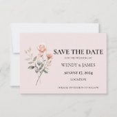 Einladungs-Karte für Soft Peach Hochzeit Save the  (Vorderseite)