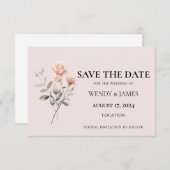 Einladungs-Karte für Soft Peach Hochzeit Save the (Vorne/Hinten)