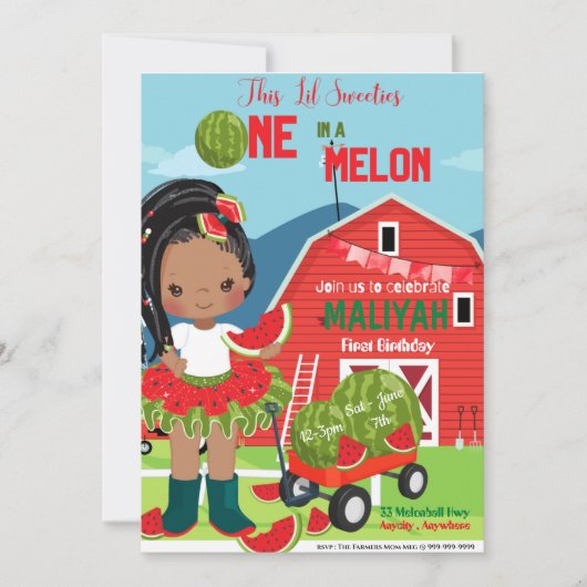 Einladungs-Karte im Melon Geburtstag (Vorderseite)