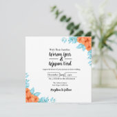 Einladungs-Kartendesign für Hochzeitfarben-Blume Einladung (Stehend Vorderseite)