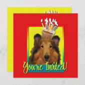 Einladungs-kleiner Kuchen - Collie - Natalie Einladung (Vorne/Hinten)