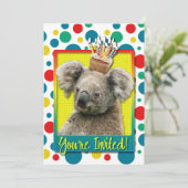 Einladungs-kleiner Kuchen - Koala Einladung (Stehend Vorderseite)