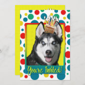 Einladungs-kleiner Kuchen - sibirischer Husky Einladung (Vorne/Hinten)