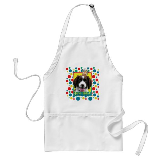 Einladungs-kleiner Kuchen - SpringerSpaniel - Schürze (Vorne)